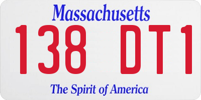 MA license plate 138DT1