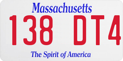 MA license plate 138DT4