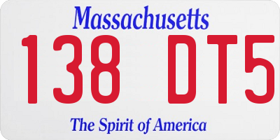 MA license plate 138DT5