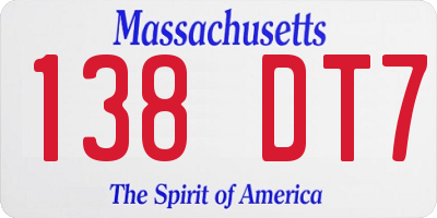 MA license plate 138DT7