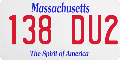 MA license plate 138DU2
