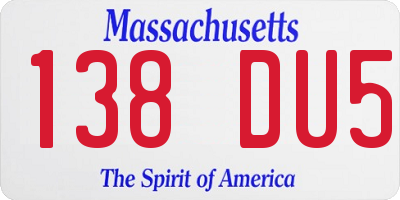 MA license plate 138DU5