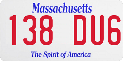 MA license plate 138DU6