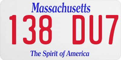 MA license plate 138DU7