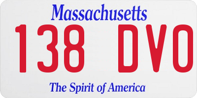MA license plate 138DV0