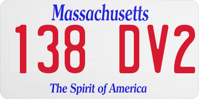 MA license plate 138DV2