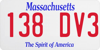 MA license plate 138DV3