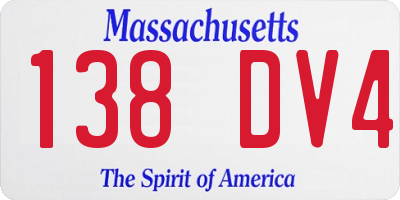 MA license plate 138DV4