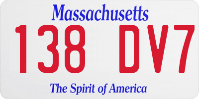 MA license plate 138DV7