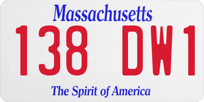 MA license plate 138DW1