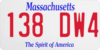 MA license plate 138DW4