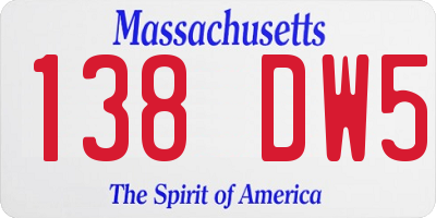 MA license plate 138DW5