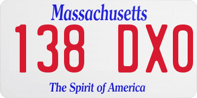 MA license plate 138DX0