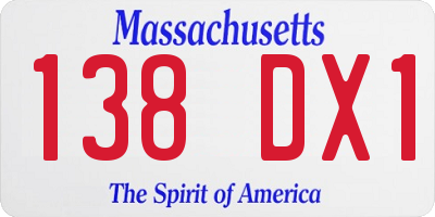 MA license plate 138DX1