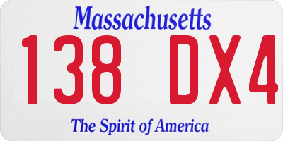 MA license plate 138DX4