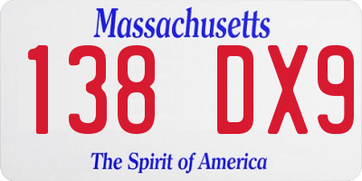 MA license plate 138DX9