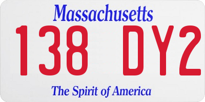 MA license plate 138DY2