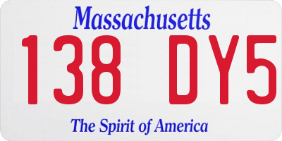 MA license plate 138DY5