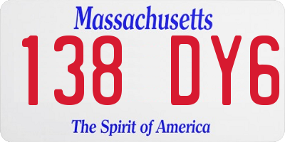 MA license plate 138DY6