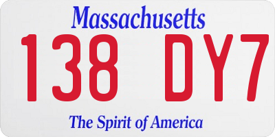 MA license plate 138DY7