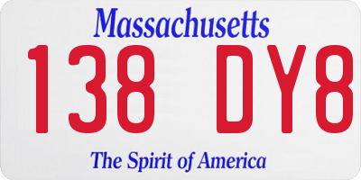 MA license plate 138DY8