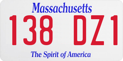 MA license plate 138DZ1