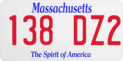 MA license plate 138DZ2