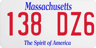 MA license plate 138DZ6