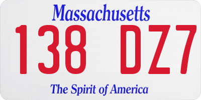 MA license plate 138DZ7