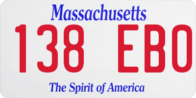 MA license plate 138EB0