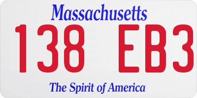 MA license plate 138EB3