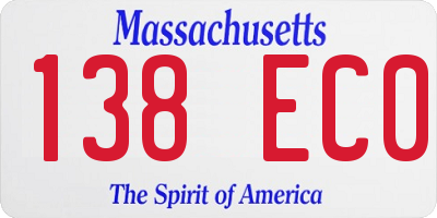 MA license plate 138EC0