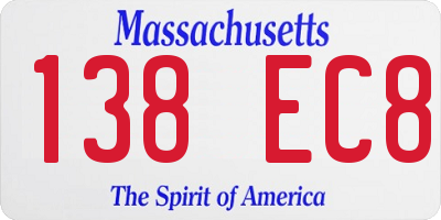 MA license plate 138EC8
