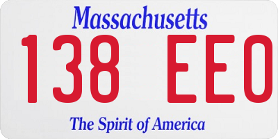 MA license plate 138EE0
