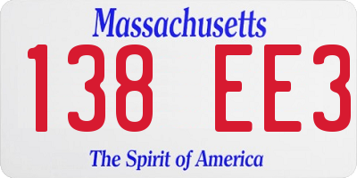 MA license plate 138EE3
