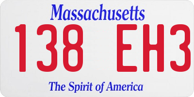 MA license plate 138EH3