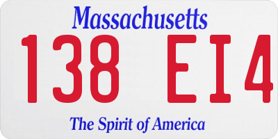 MA license plate 138EI4