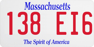 MA license plate 138EI6