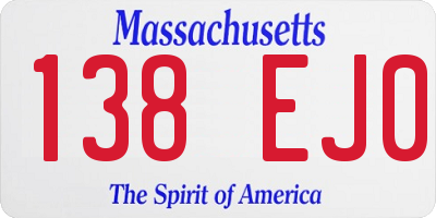 MA license plate 138EJ0