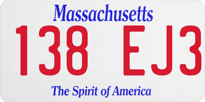 MA license plate 138EJ3
