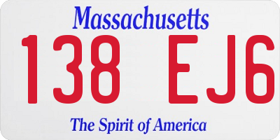 MA license plate 138EJ6
