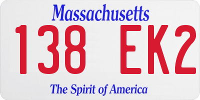MA license plate 138EK2