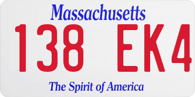 MA license plate 138EK4