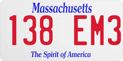 MA license plate 138EM3