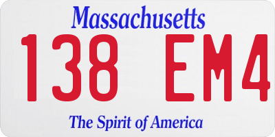 MA license plate 138EM4