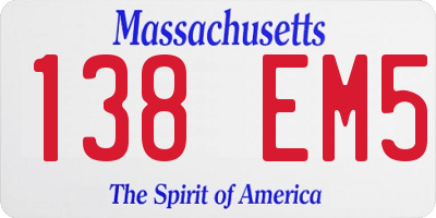 MA license plate 138EM5
