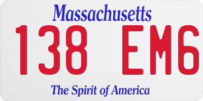 MA license plate 138EM6