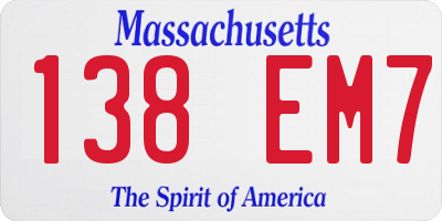 MA license plate 138EM7
