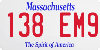 MA license plate 138EM9