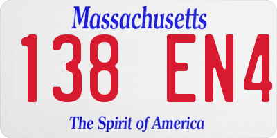 MA license plate 138EN4
